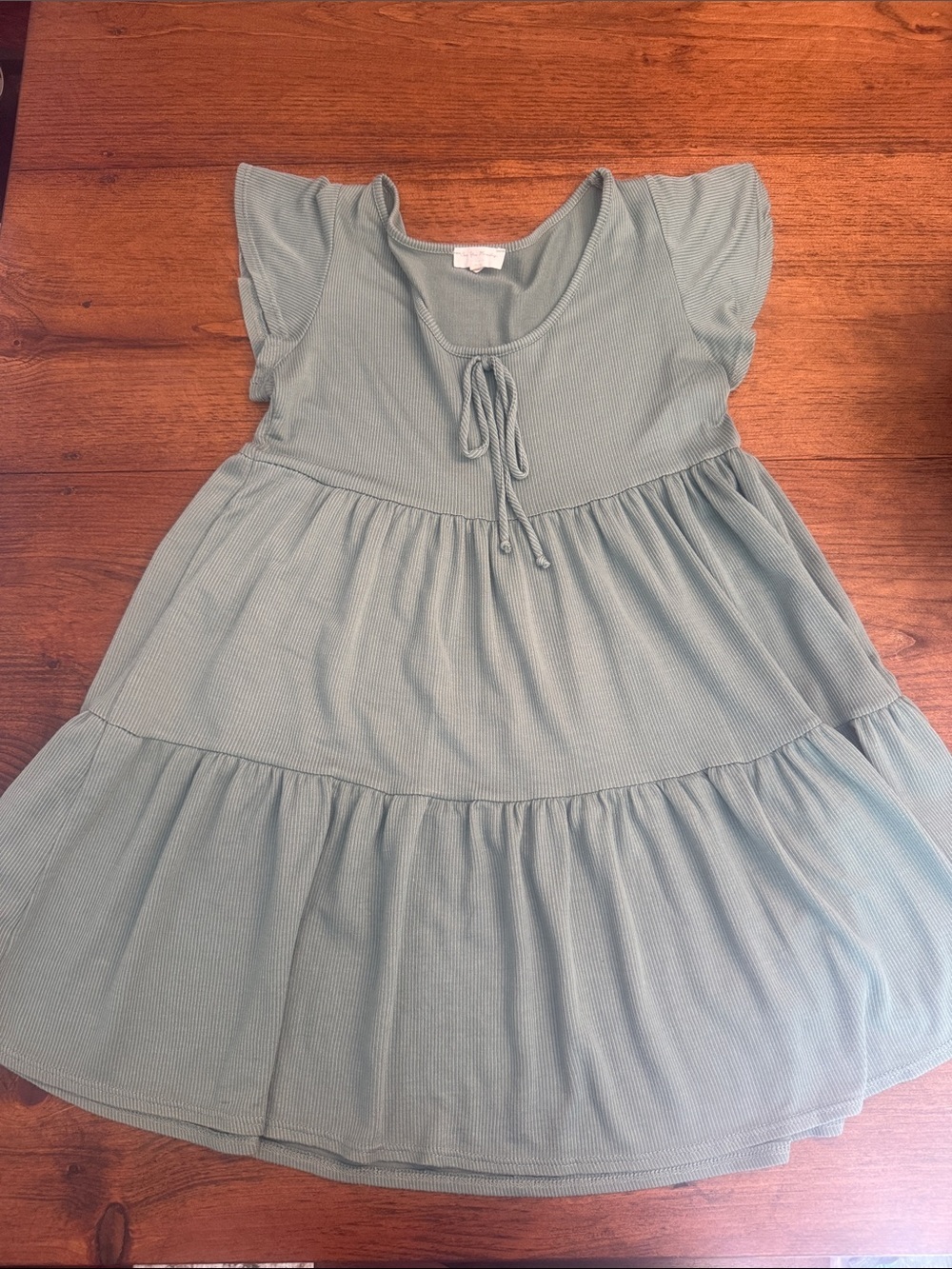 See You Monday Sage Green Tiered Tie-Front women’s Dress